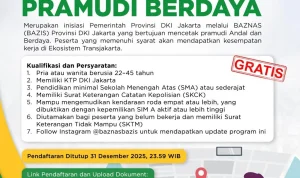 Pemprov DKI Jakarta Gandeng Baznas Rekrut 1.000 Pramudi Mikrotrans, Pendaftaran Gratis Hingga 25 April 2026