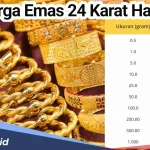 Harga Emas Perhiasan Turun, Ini Harga Emas 24 Karat Hari Ini di Antam, Pegadaian, dan Hartadinata
