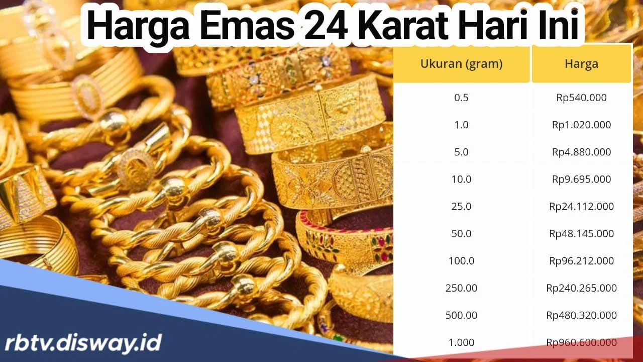 Harga Emas Perhiasan Turun, Ini Harga Emas 24 Karat Hari Ini di Antam, Pegadaian, dan Hartadinata