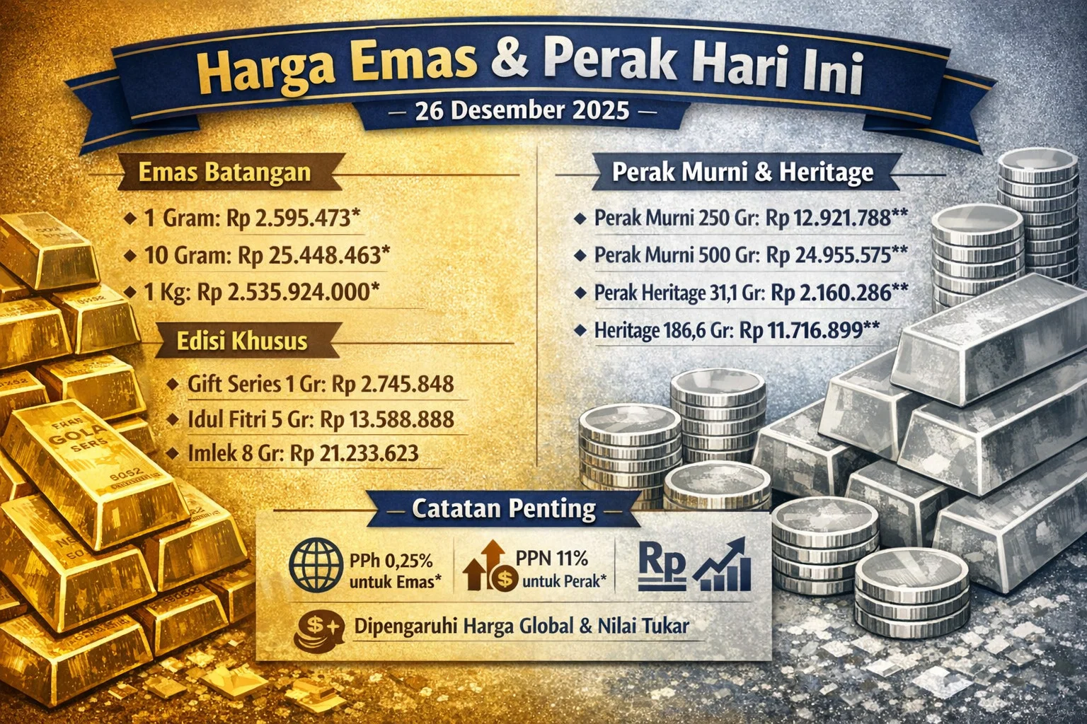 Hari Ini: Harga Emas, Perak, dan Liga Inggris Terbaru