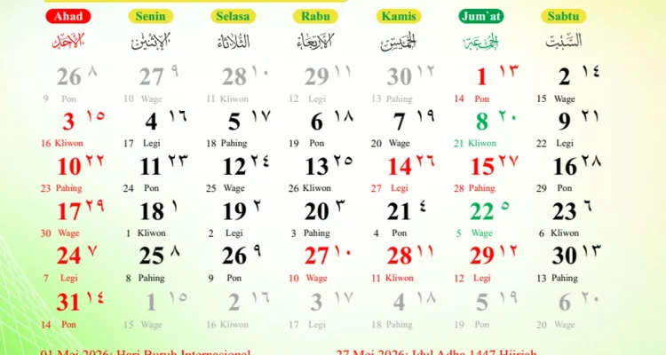 Libur Bulan Mei 2026: Informasi Tanggal Merah dan Hari Penting