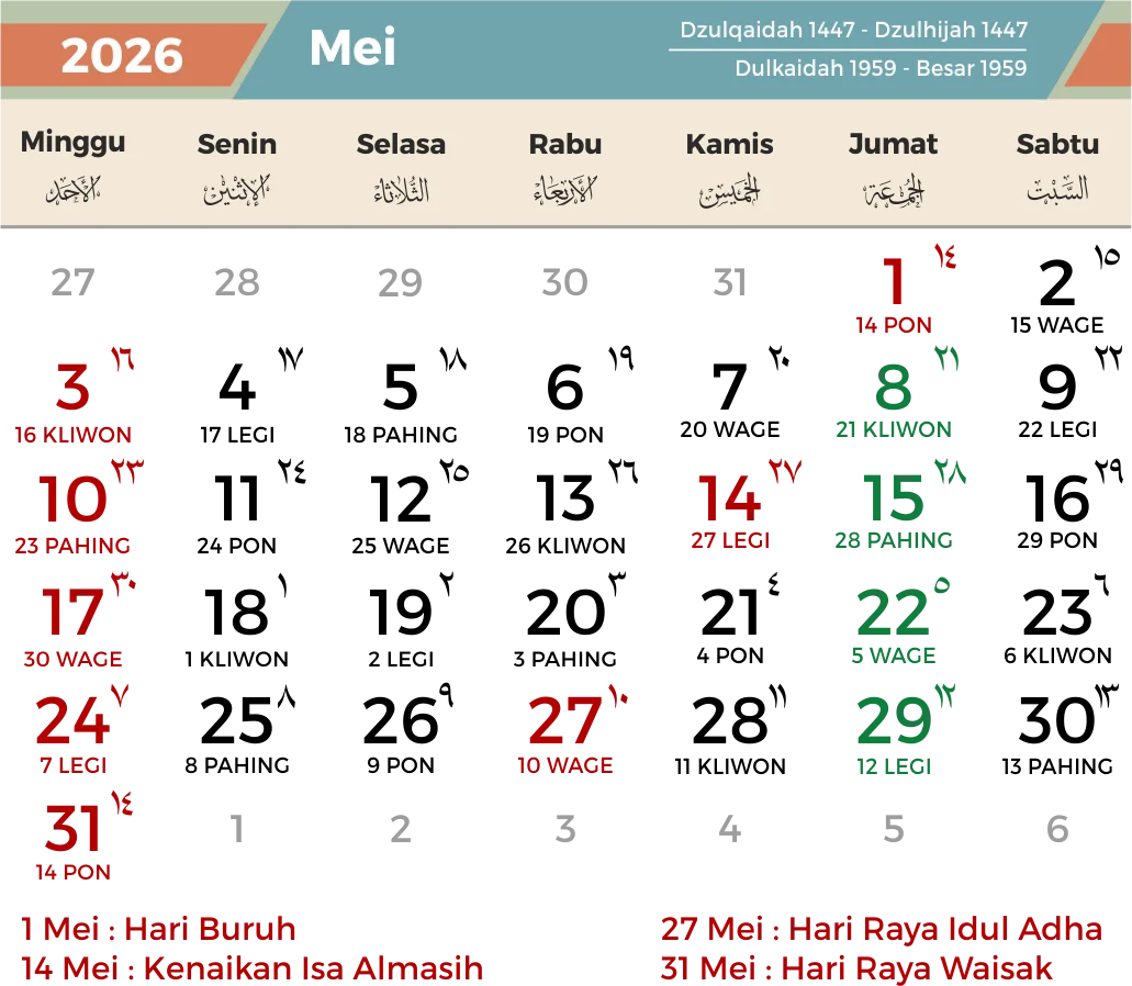 Libur Panjang Mei 2026: Ini Jadwal Hari Libur dan Cuti Bersama