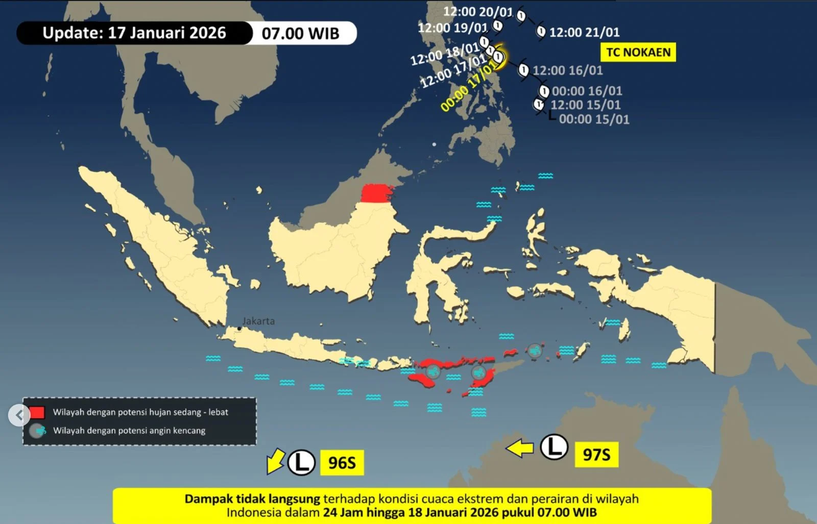 Siklon Tropis Jangmi Membawa Hujan Lebat dan Angin Kencang ke Indonesia
