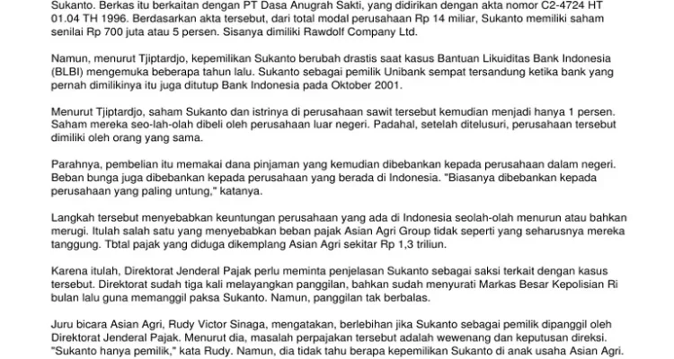 Sukanto Tanoto dan Kasus Asian Agri: KPK Siap Mengusut