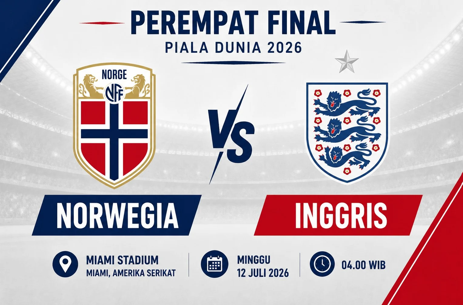 Norwegia vs Inggris di Piala Dunia 2026: Link Live Streaming dan Prediksi Pertandingan