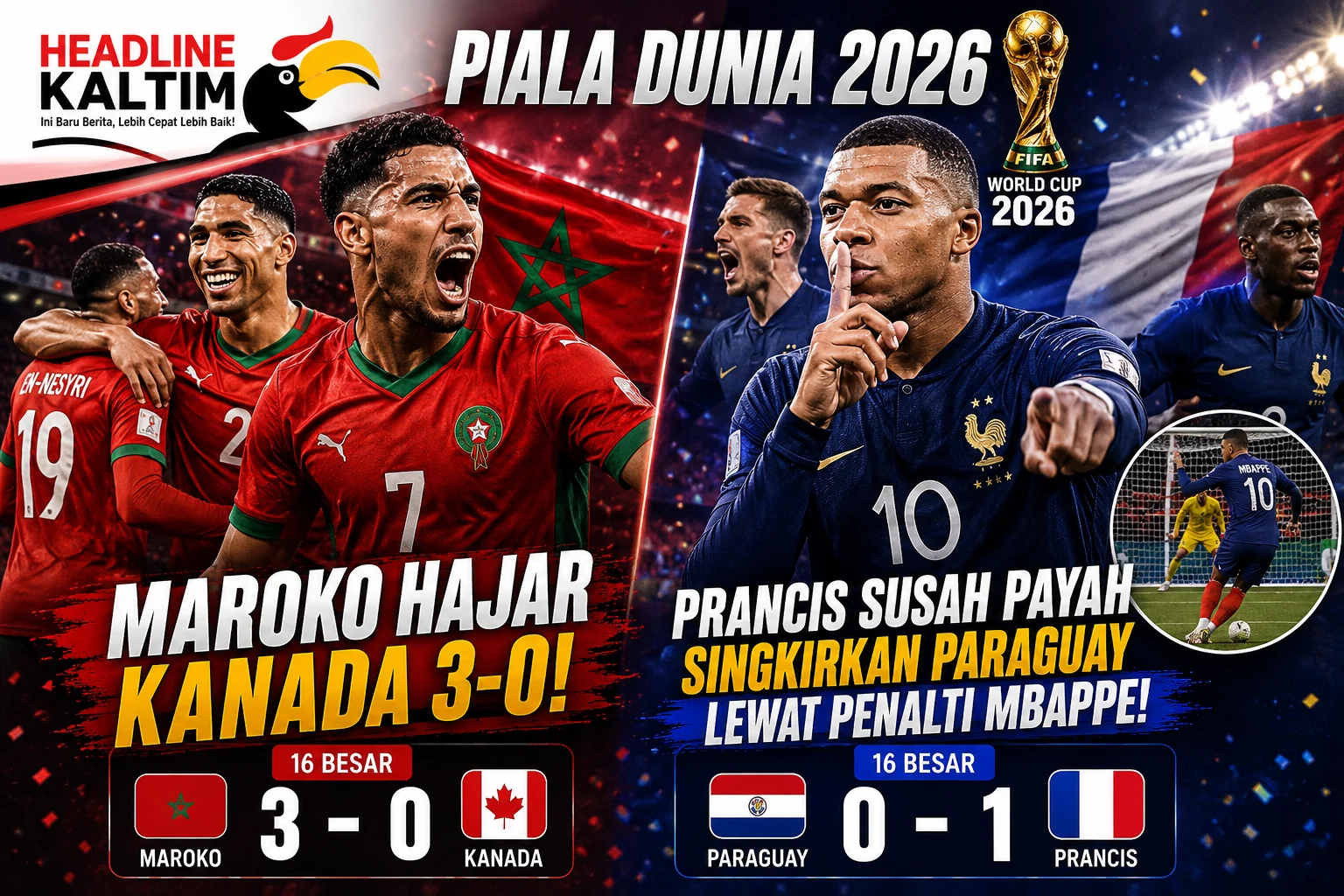 Piala Dunia 2026: Maroko Melangkah ke Perempat Final dengan Kemenangan 3-0 atas Kanada