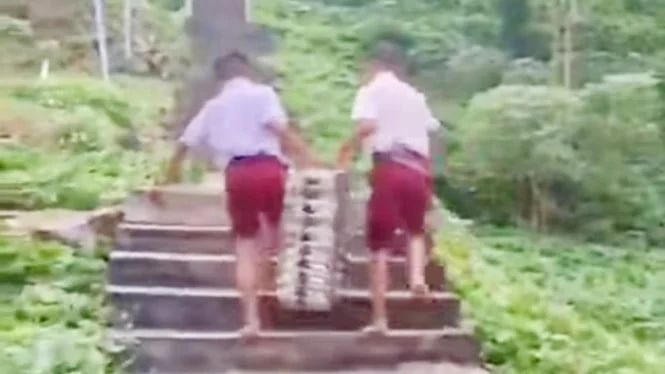 Siswa SD di Nias Selatan Angkat Omprengan MBG Lewati Jalan Curam, Ini Respons Kepala BGN Sumut