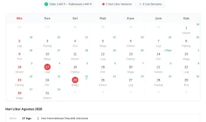 Jadwal Libur Agustus 2026: Tanggal Merah dan Potensi Long Weekend